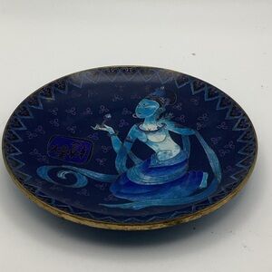 Cobalt Blue Enamelware and Brass 7” Shallow Bowl
